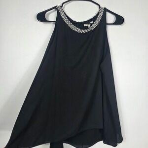 Emma & Olive‎ Sz L Black Embellished Neck Sleeveless Sheath Xmas Holiday